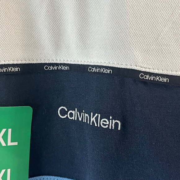 Calvin Klein Mens Polo Shirt XL White & Blue Quick Dry Moisture-Wicking - Picture 4 of 12